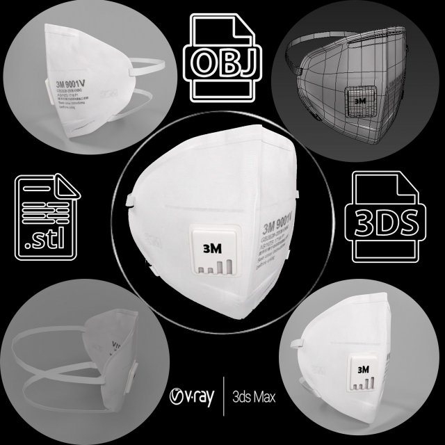 mask of medical - n95 surgical Modelo 3D .c4d .max .obj .3ds .fbx .stl .blend 