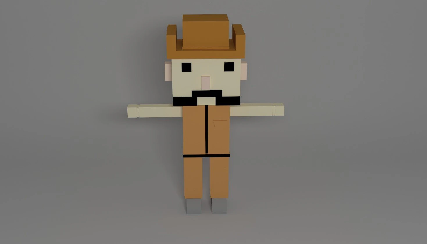 cowboy joe 3d low poly character- man 3D Model .c4d .max .obj .3ds .fbx .stl .blend 