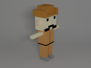cowboy joe 3d low poly character- man 3D Модель