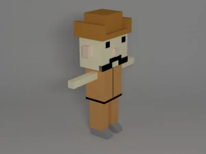 cowboy joe 3d low poly character- man 3D Model