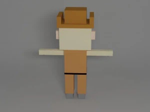 cowboy joe 3d low poly character- man 3D Model