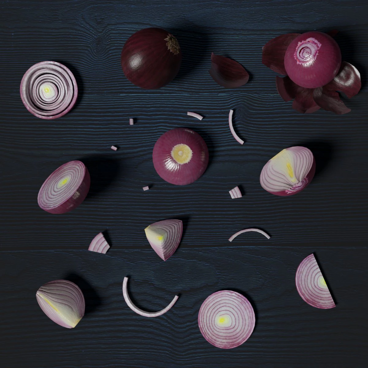 low poly red onion composition 3D Model .c4d .max .obj .3ds .fbx .stl .blend 