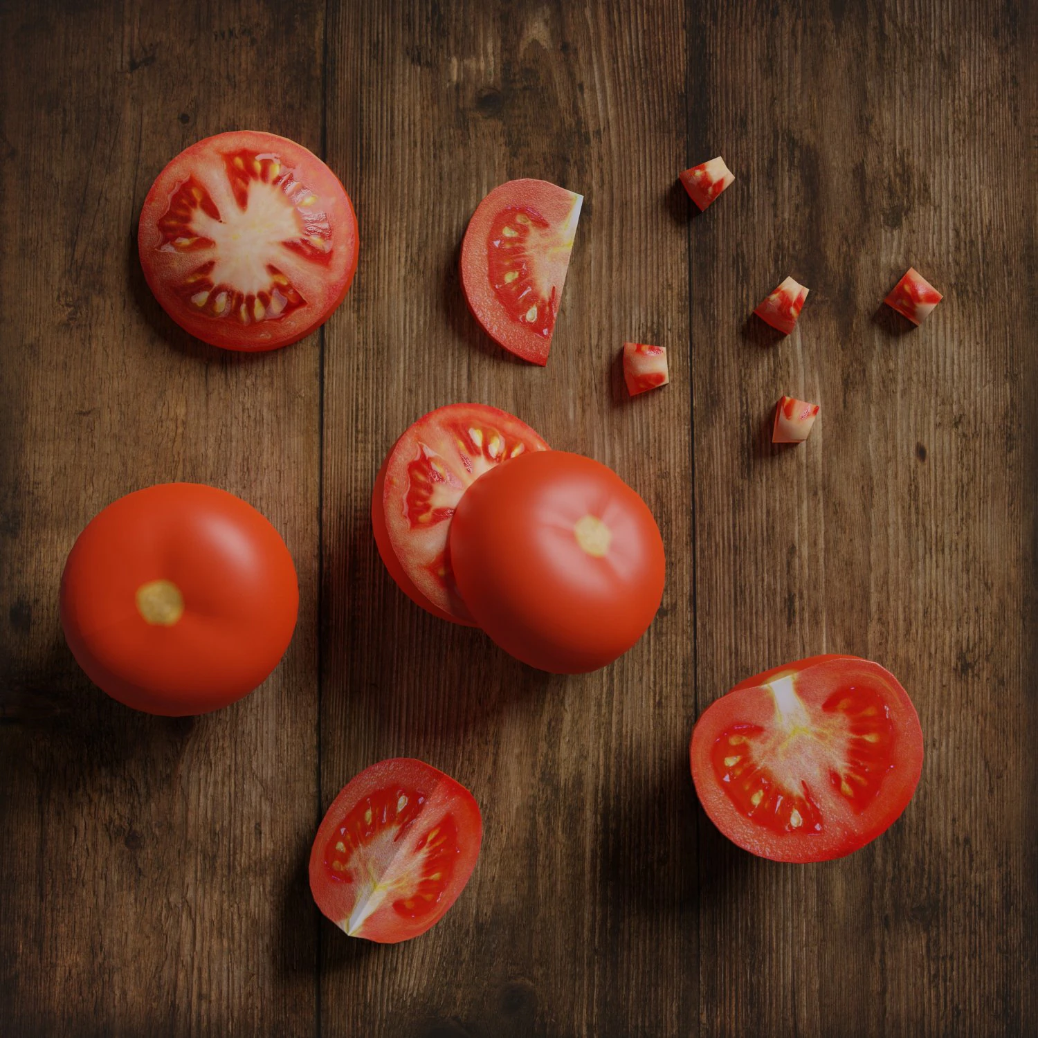 low poly tomato photorealistic scene 3D Model .c4d .max .obj .3ds .fbx .stl .blend