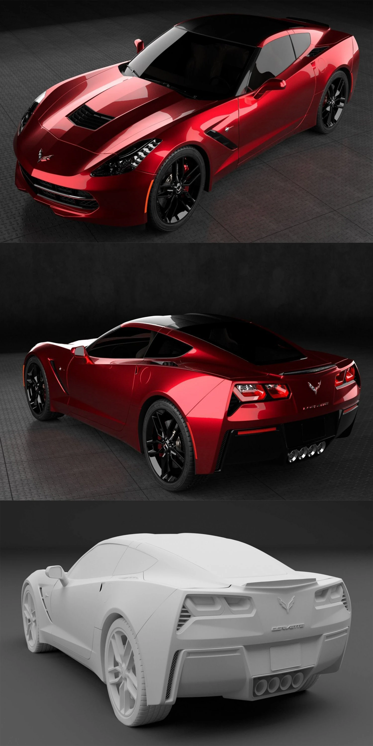 chevrolet corvette stingray c7 3D Model .c4d .max .obj .3ds .fbx .stl .blend 