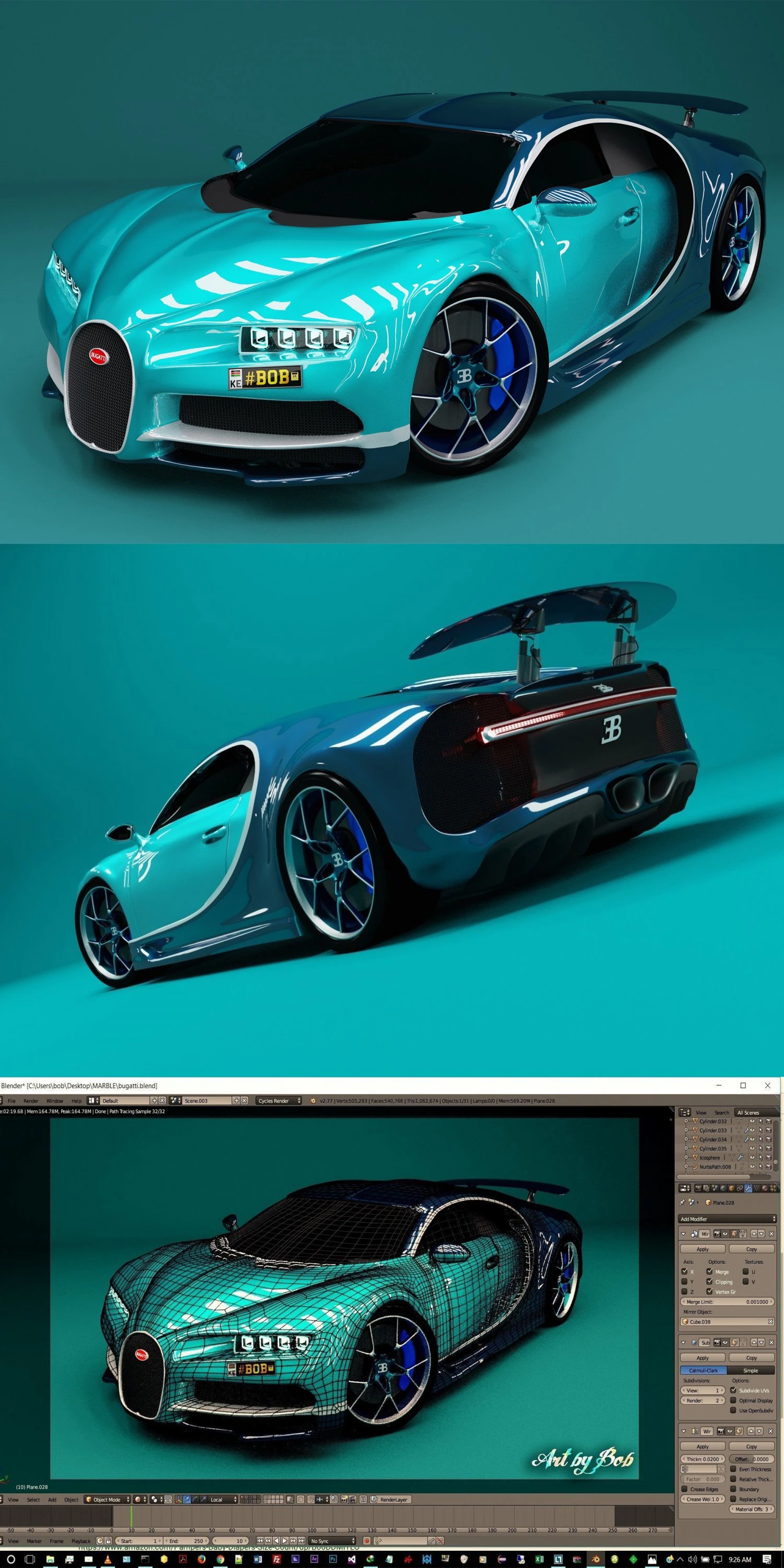 buggati chiron 3D Model .c4d .max .obj .3ds .fbx .stl .blend