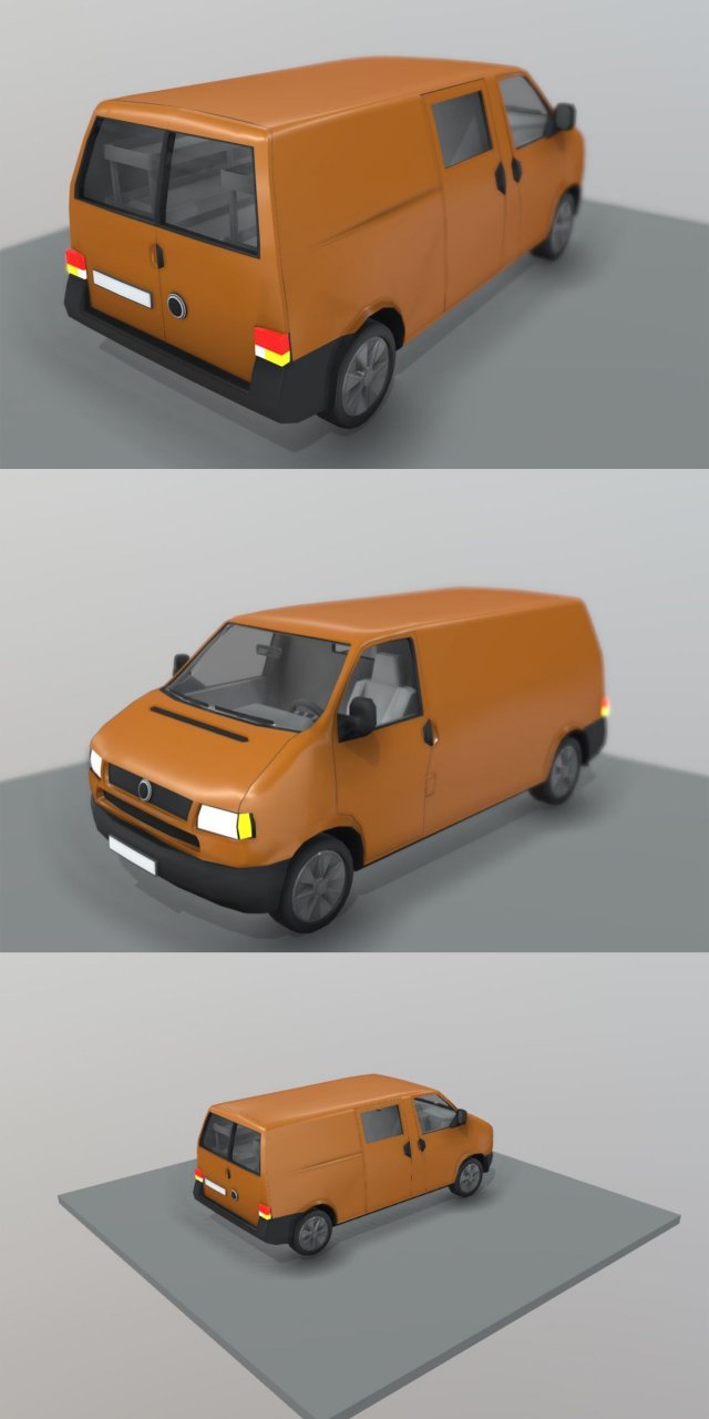 low poly car 3D Модель in Фургон 3DExport