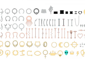 Piercing Mega Pack - 100 Pieces in 1 3D Model