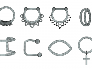Piercing Mega Pack - 100 Pieces in 1 3D 모델