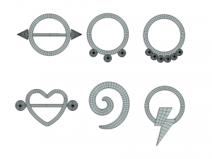Piercing Mega Pack - 100 Pieces in 1 3D 모델