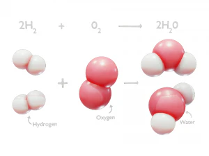 Reaction of Hydrogen and Oxygen to Water 3D Model