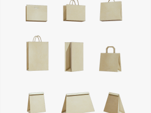 Paper Bag Pack - 9 in 1 3D 모델