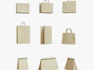 Пакет паперових пакетів - 9 в 1 3D Модель