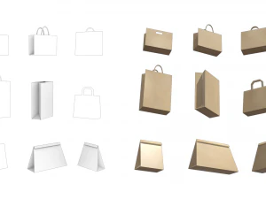 Paper Bag Pack - 9 in 1 3D Model