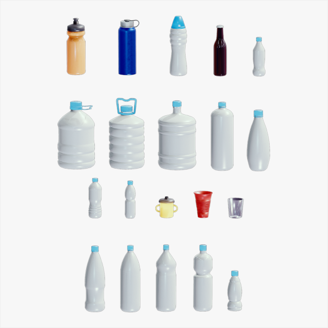 Bottle Pack - 20 in 1 3D Model .c4d .max .obj .3ds .fbx .stl .blend 