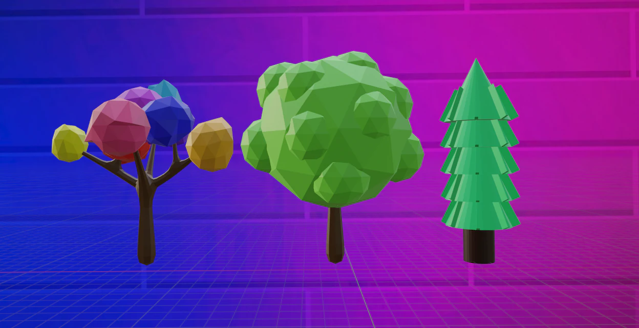 Set of trees 3D Model .c4d .max .obj .3ds .fbx .stl .blend 