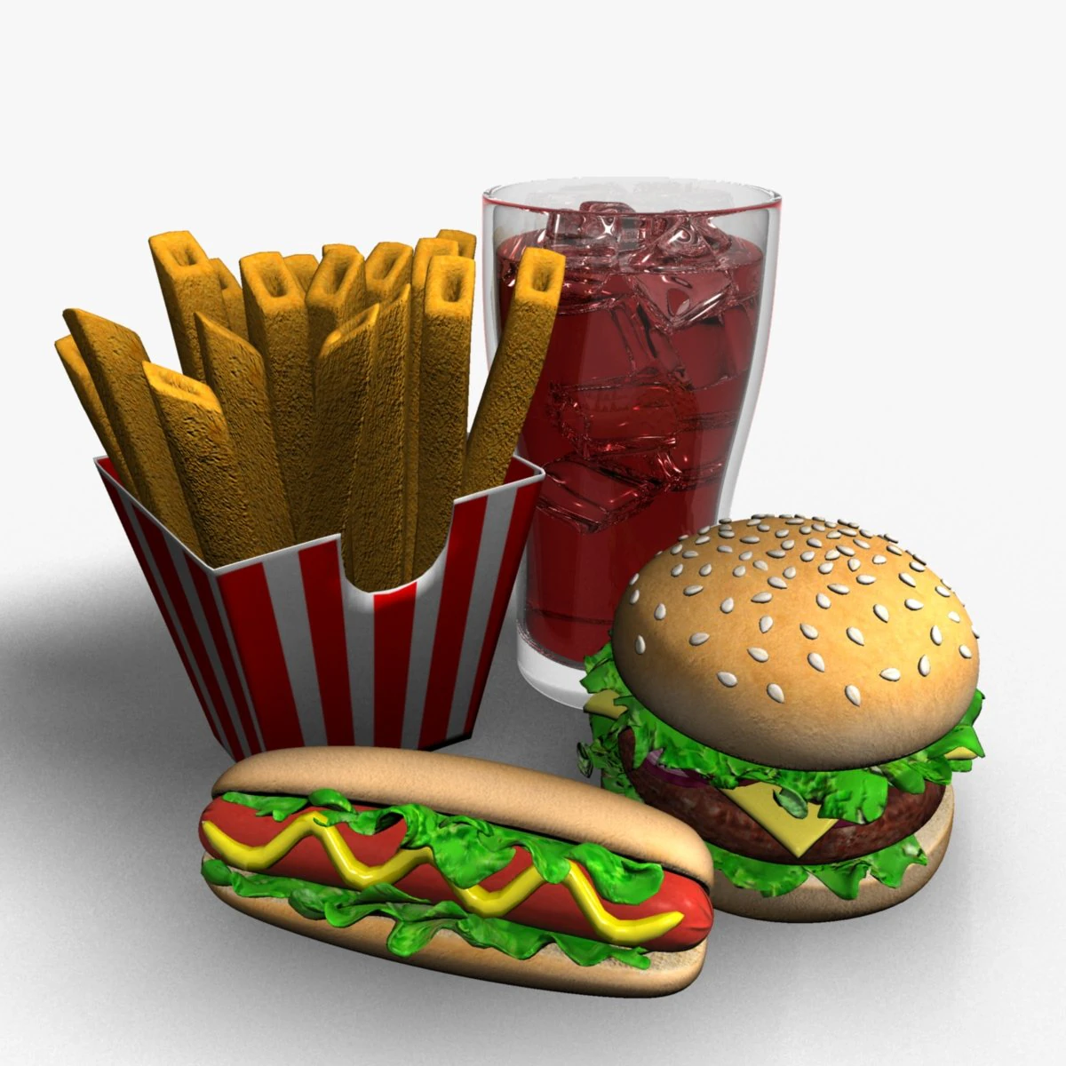 fast food 3d 3D Model .c4d .max .obj .3ds .fbx .stl .blend 