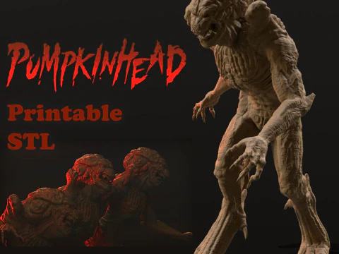 Pumpkinhead Printable STL three poses 3D Print Model