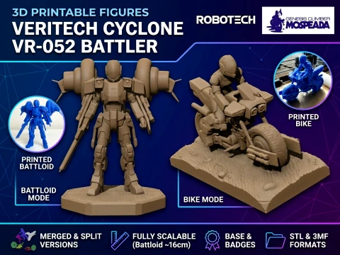 Robotech Veritech Ciclone Mospeda para impress&atilde;o Modelo de Impressão 3D