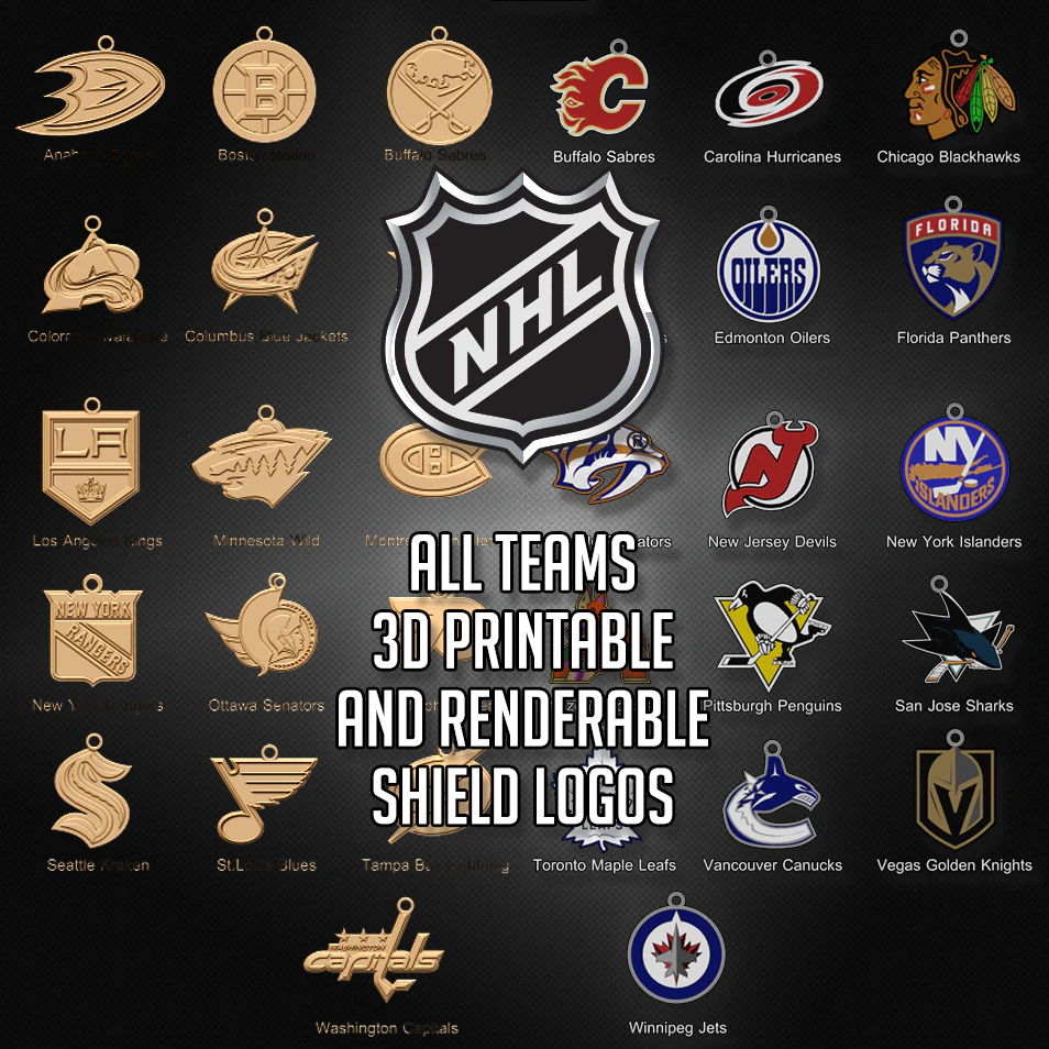 NHL All logo teams Printable and Renderable 3D Print Model .c4d .max .obj .3ds .fbx .stl .blend 