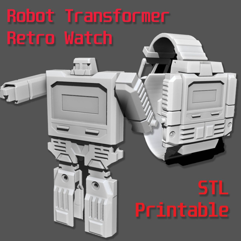 Vintage Robot Watch transformer printable Modèles 3D en vedette .c4d .max .obj .3ds .fbx .stl .blend 