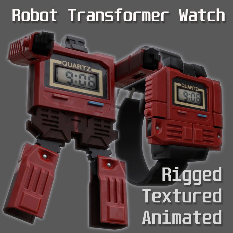 The Robot Watch renderable Low-poly Model 3D .c4d .max .obj .3ds .fbx .stl .blend 