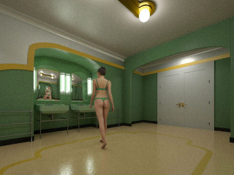 The Shining Green Bathroom Room 237 Low-poly Modèle 3D