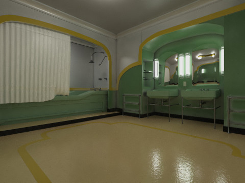 The Shining Green Bathroom Room 237 Low-poly Modèle 3D
