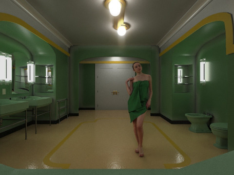 The Shining Green Bathroom Room 237 Low-poly Modèle 3D