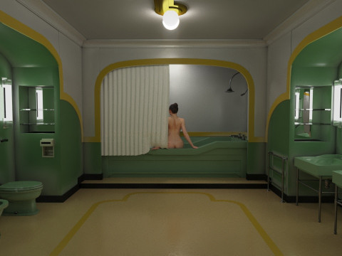The Shining Green Bathroom Room 237 Low-poly Modèle 3D