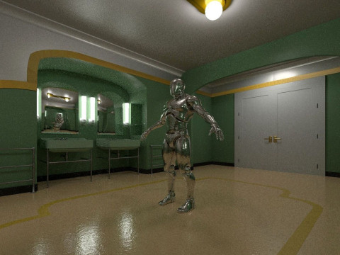 The Shining Green Bathroom Room 237 Low-poly Modèle 3D