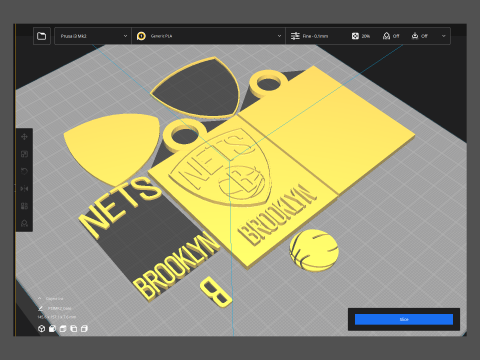 Brooklyn Nets Team Logo Printable and Renderable 3D-printmodel