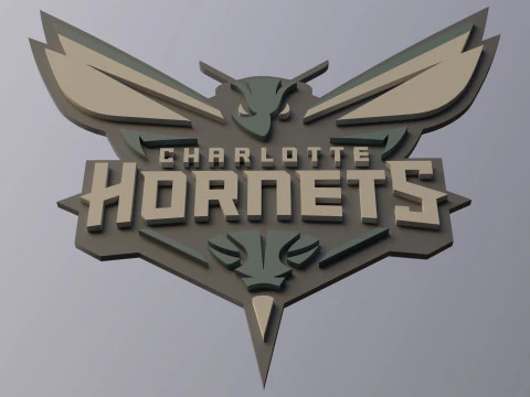 Charlotte Hornets Team Logo Printable and Renderable 3D Print Model