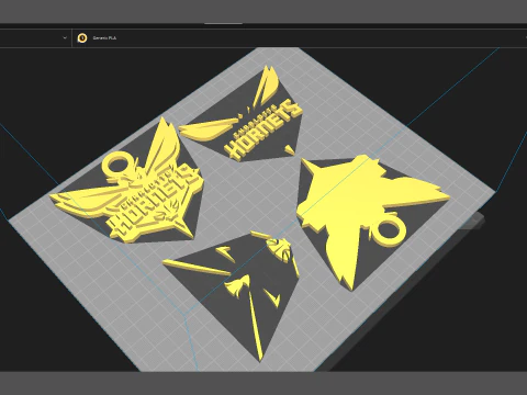 Charlotte Hornets Team Logo Printable and Renderable 3D Print Model