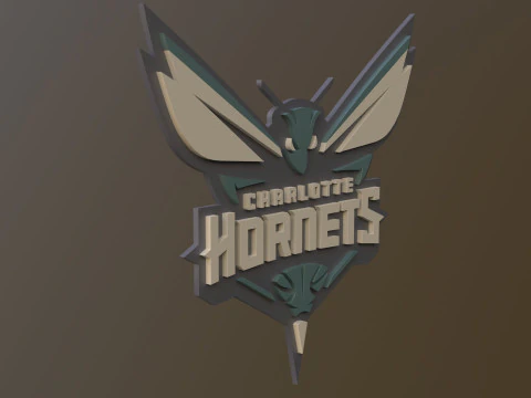 Charlotte Hornets Team Logo Printable and Renderable 3D Print Model