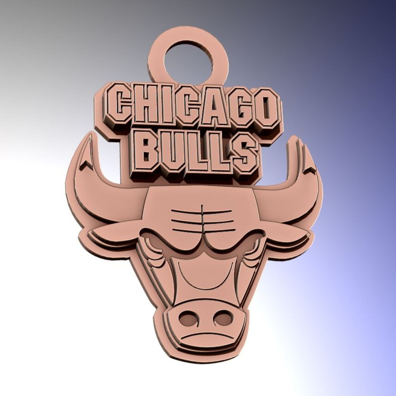 Chicago bulls Team Logo Printable and Renderable keychan Modelo de impresión 3D .c4d .max .obj .3ds .fbx .stl .blend 