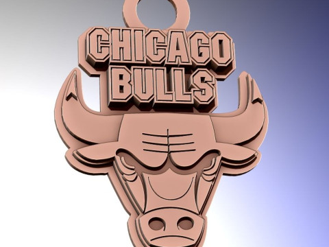 Chicago bulls Team Logo Printable and Renderable keychan Model do druku 3D