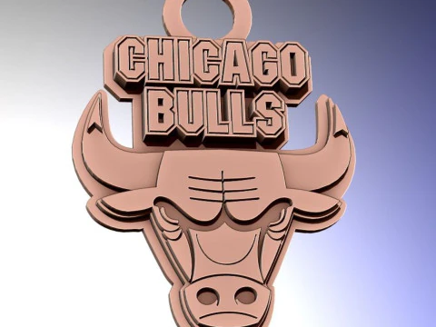 Chicago Bulls Team-Logo als druckbarer und darstellbarer Schlüsselanhänger 3D Druckmodell