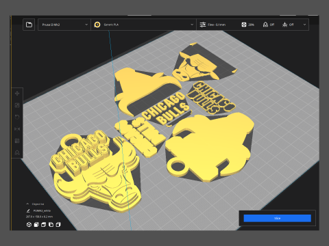 Chicago bulls Team Logo Printable and Renderable keychan Modelo de impresión 3D