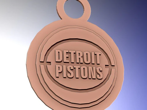 Detroit Pistons Logo Shield afdrukbare en renderbare sleutelhanger 3D printmodel