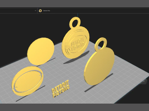 Detroit Pistons Logo Shield Printable and Renderable keychan 3D Print Model