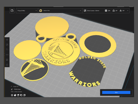 Golden State Warriors Logo Shield Printable and Renderable keychan 3D Print Model
