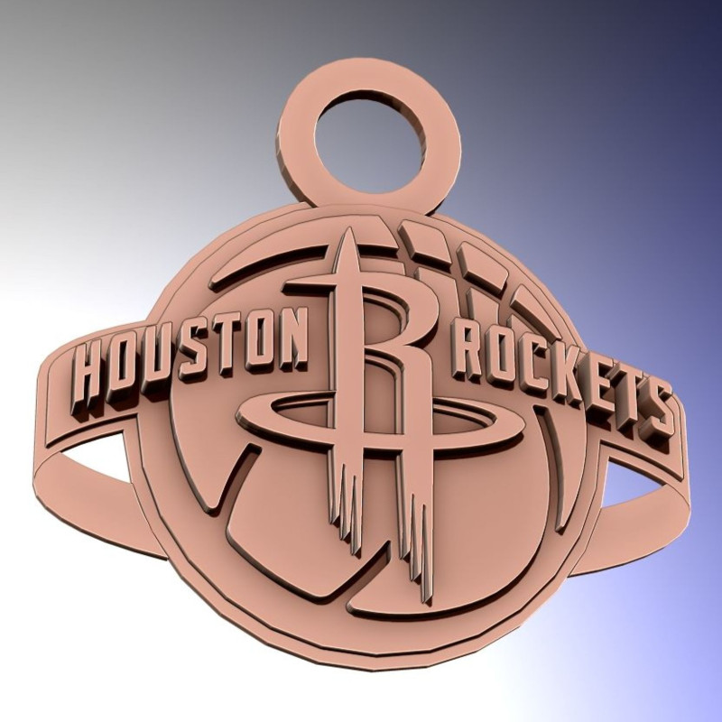 Houston Rockets Logo Shield Printable and Renderable keychan 3D Print Model .c4d .max .obj .3ds .fbx .stl .blend 