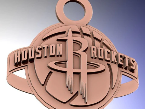 Houston Rockets Logo Shield Printable and Renderable keychan 3D Print Model