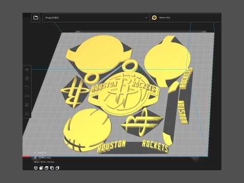 Houston Rockets Logo Shield Printable and Renderable keychan 3D Print Model