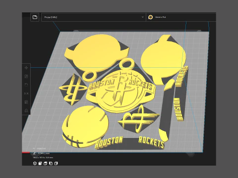Houston Rockets Logo Shield Printable and Renderable keychan 3D Print Model