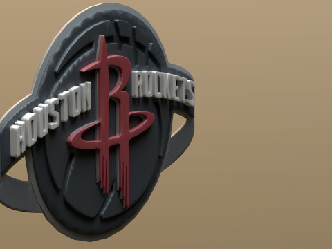 Houston Rockets Logo Shield Printable and Renderable keychan 3D Print Model