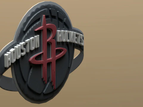 Houston Rockets Logo Shield Printable and Renderable keychan 3D Print Model