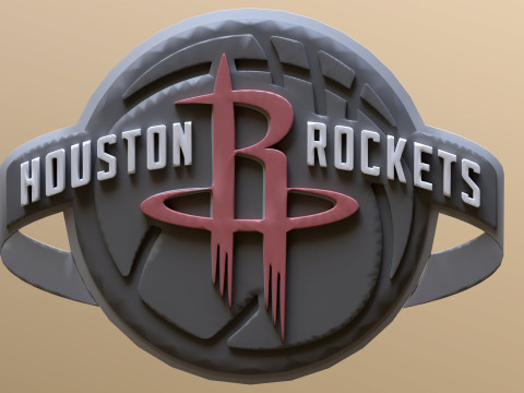 Houston Rockets Logo Shield Printable and Renderable keychan 3D Print Model