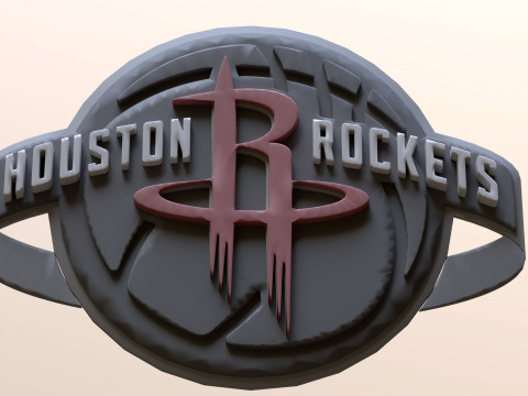 Houston Rockets Logo Shield Printable and Renderable keychan 3D Print Model