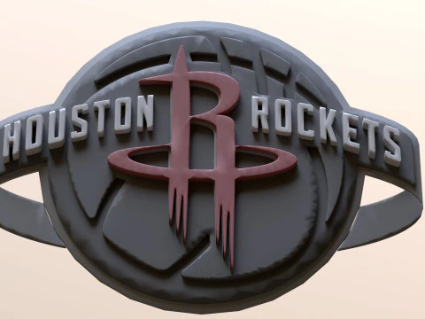 Houston Rockets Logo Shield Printable and Renderable keychan 3D Print Model
